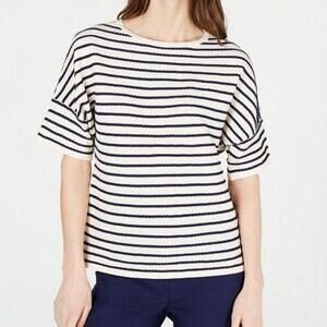 Anne Klein Short-Sleeve Striped Top S (Broken/torn at neckline)